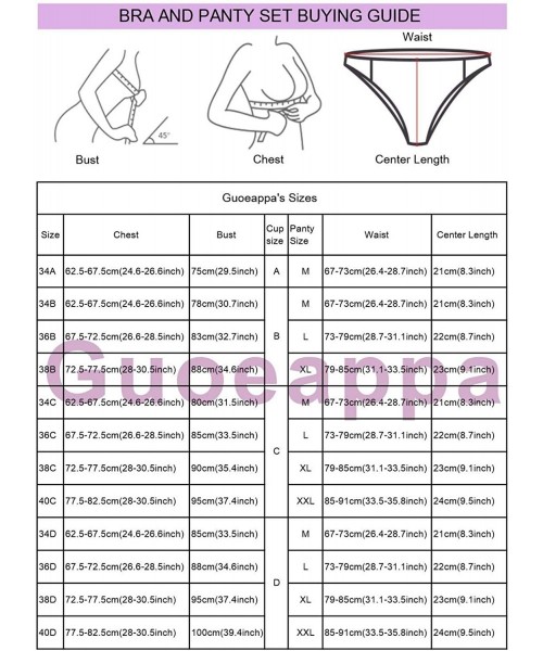 Bras Women's Sexy Soft Lace Lingerie Set See Through Underwear Floral Lace Underwire Sheer Bra and Panty Set - Pink - CL18G27...
