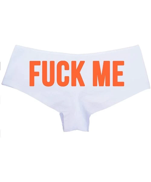Panties Fuck Me Slut Underwear White Boyshort Panties hotwife hot Wife - Orange - CE18M290CHY