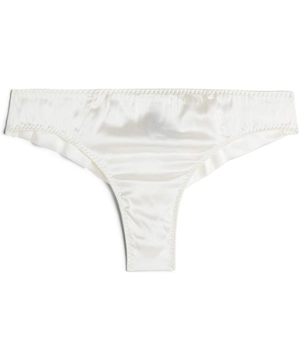 Panties Womens Silk Cheeky Briefs - Ivory - 2127 - Powder White - CU18R7R3UDR