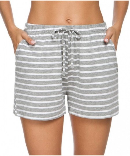 Bottoms Women Pajama Bottoms Sleep Shorts with Pockets - Grey Stripe - CV198S826I3