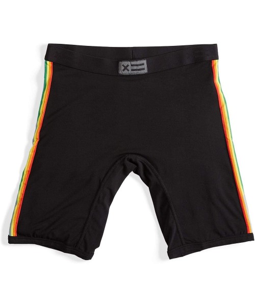 Boxer Briefs 9" Boy Short Boxer Briefs- Micromodal Ultra-Soft Underwear- All Day Comfort (XS to 4X) - Micromodal Black Rainbo...