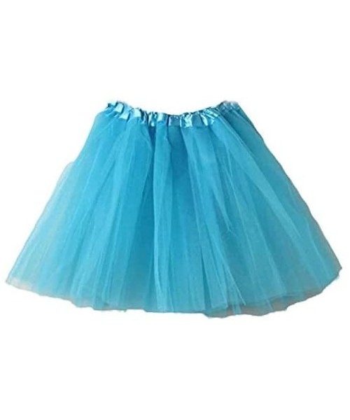 Slips Women's 1950S Short Tulle Petticoat Ballet Bubble Tutu Dance Half Slip Skirt Puffy Sky Blue - CI192D3320M