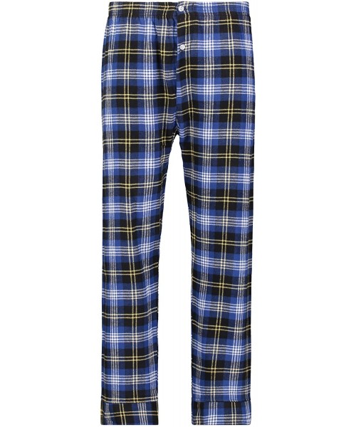 Sleep Sets Men's Pajamas Set Long Sleeve Pajama Plaid flannel Pajama - Blue Plaid - CR194E99IMG