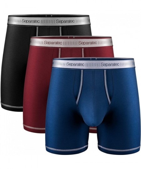 Boxer Briefs Men's Underwear Comfort Soft Cotton Boxer Briefs 3 Pack - Version A Black/Navy Blue/Maroon - CS18QRT72QW
