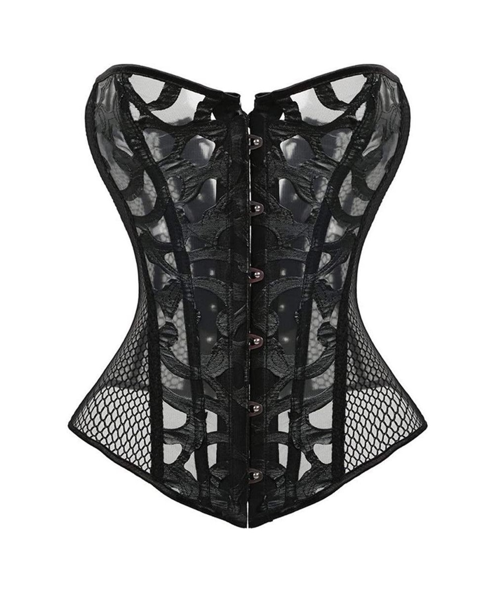 Bustiers & Corsets Lace Corset Sexy Bustier Mesh Corselet Summer Underwear Clothing Black White Lingerie G-String Slimming Pa...