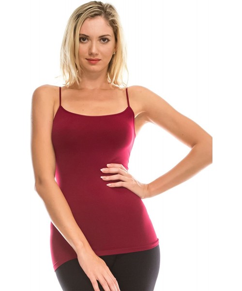 Camisoles & Tanks American Made Basic Seamless Cami- UV Protective Fabric UPF 50+ (Made with Love in The USA) - Burgundy - CQ...