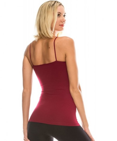 Camisoles & Tanks American Made Basic Seamless Cami- UV Protective Fabric UPF 50+ (Made with Love in The USA) - Burgundy - CQ...