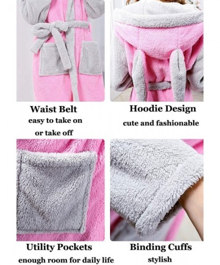Robes Women's Animals Hooded Short Bathrobe Plush Critter Nightwear - Pink(stitch) - CR18KS0M337