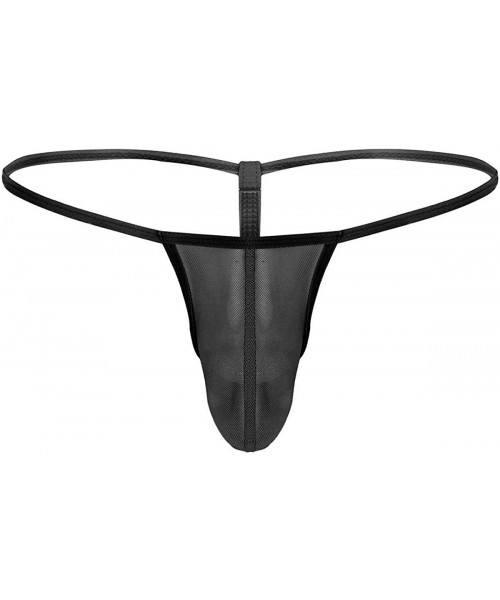 G-Strings & Thongs Mens Stretchy Mesh Sheer See Through Micro Bulge Pouch Sexy G-String Thongs Underwear - Black - CT18HI3LWU6