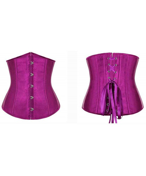 Bustiers & Corsets Women's Satin Waist Trainer Corset Shaper Outfit Sexy Korset - Purple - CV18LUWNK2L