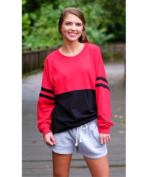 Tops Pom Pom Pullover Long Sleeve Pom Pom Jersey-Reg or Cropped & Care Guide-Adult - Red - CZ12J9O8RO5