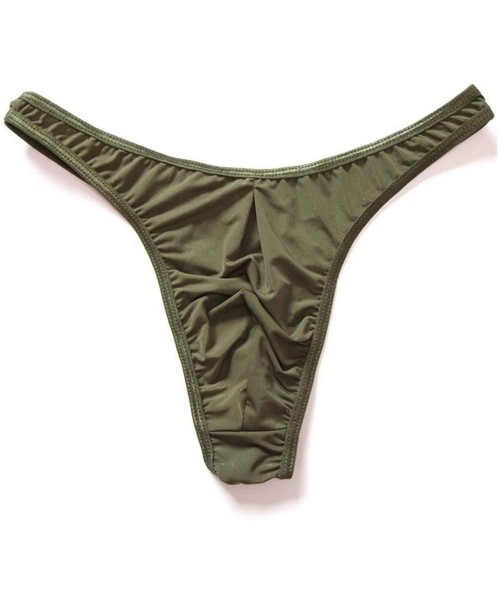 G-Strings & Thongs Hot Sissy Men Thongs String Sexy Underwear Pantsies Translucent Ice Silk Tanga Wear Jocks - Army Green - C...