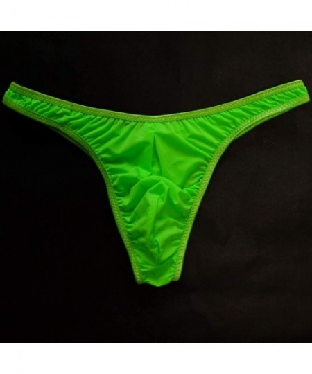 G-Strings & Thongs Hot Sissy Men Thongs String Sexy Underwear Pantsies Translucent Ice Silk Tanga Wear Jocks - Army Green - C...