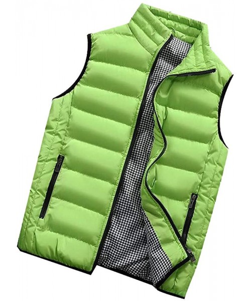 Briefs Men's Autumn Winter Full Zip Lightweight Water-Resistant Packable Puffer Vest - Green - CJ1954RRMTE