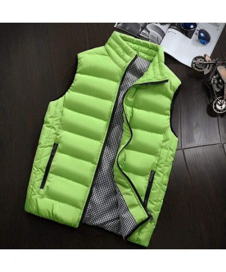 Briefs Men's Autumn Winter Full Zip Lightweight Water-Resistant Packable Puffer Vest - Green - CJ1954RRMTE