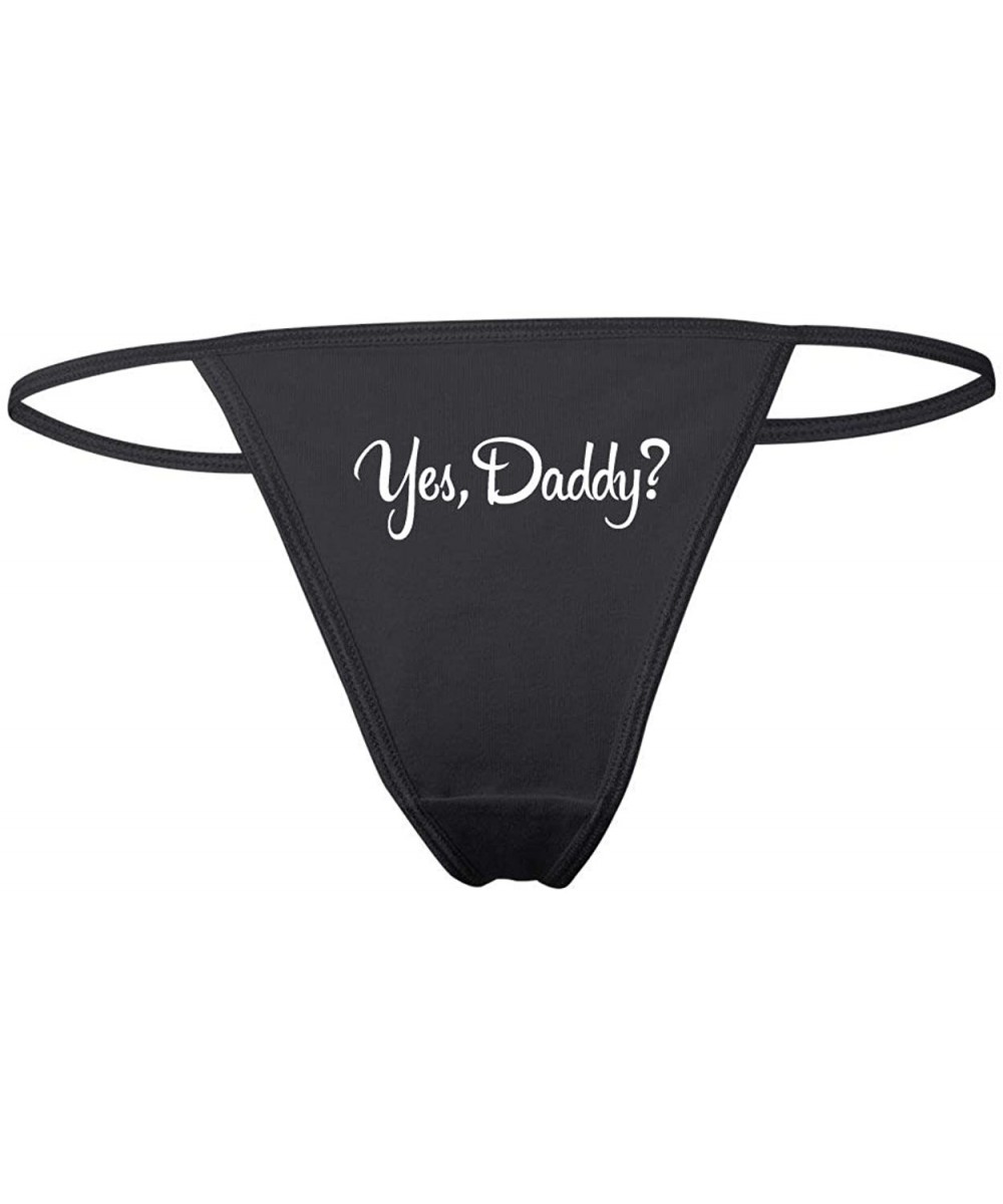 Panties I Swallow Funny Sexy Slutty Women's Cotton Spandex Thong Bikini - Black-yes Daddy - C3198G85QA2