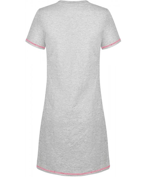 Sets Women's Printed Short Sleeve Pure Cotton Sleepwear Nightgown - Heather Gray5 - CH19D7DT7RZ