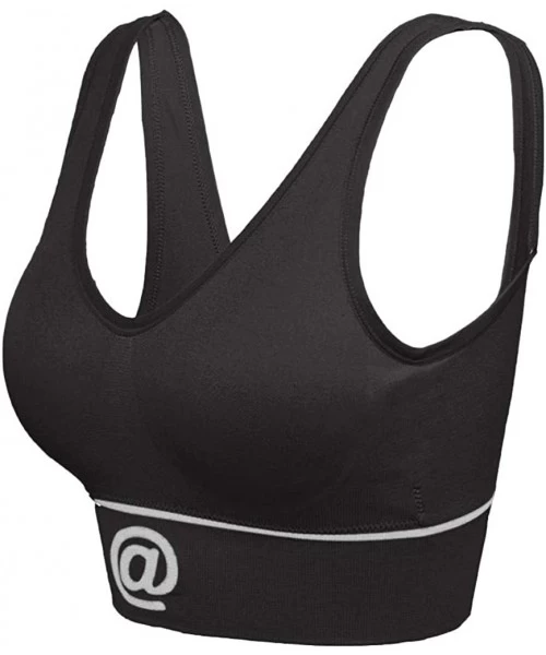 Robes Simple Sports Bra for Women Solid Casual Balconette Seamless Cozy Yoga Sports Underwear - Black - CI197MD47I0