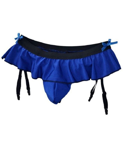 G-Strings & Thongs Sexy Male Three-diMenional Cut Sling Thongs and G-Strings Sissy Men Jockss Skirt Pant Underwear - Blue - C...