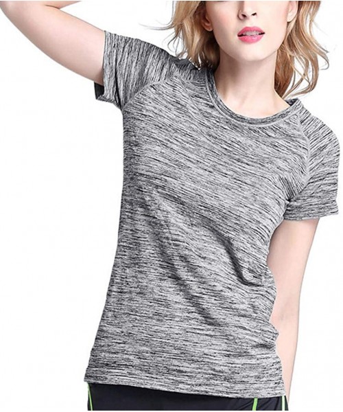 Bustiers & Corsets Ladies Short Sleeve Yoga Tops Women Sports Solid Tops Summer Sportswear - Gray - CT18STS8GCQ
