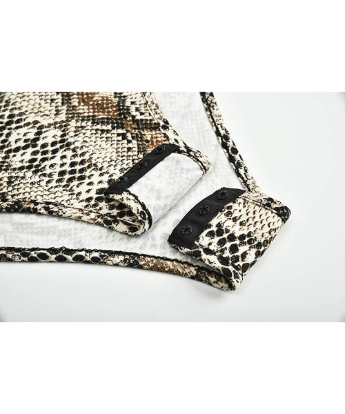 Shapewear Women's Sexy Leopard Bodysuit Spaghetti Strap Snake Skin Cami Bodysuit Top - Snake - C218XWQL90H
