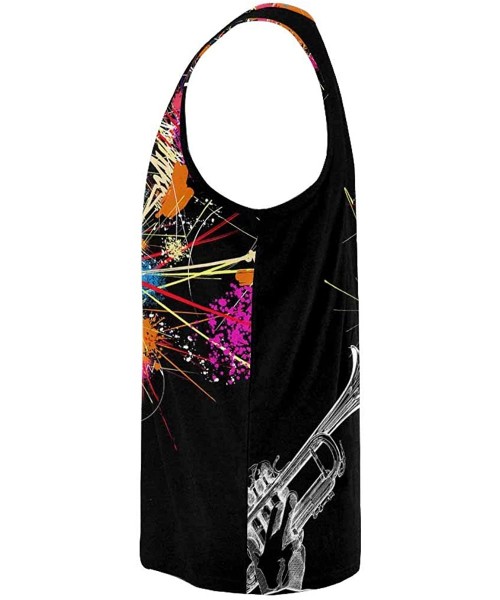 Undershirts Men's Muscle Gym Workout Training Sleeveless Tank Top Tropical Exotic Palm Leave - Multi6 - C519D0DLO7U