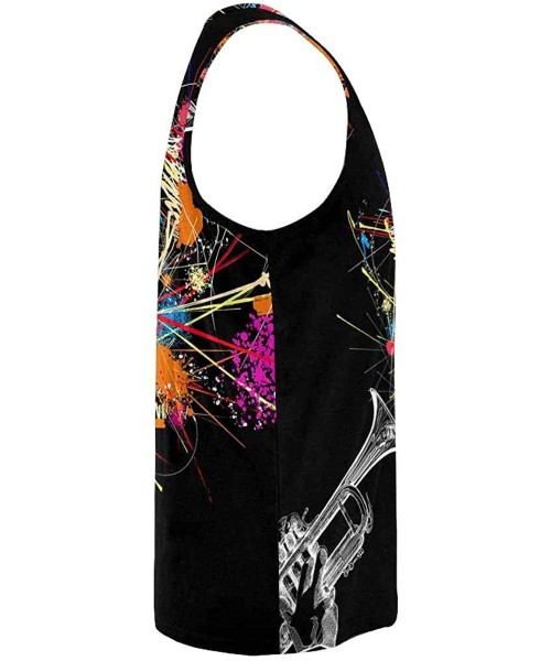 Undershirts Men's Muscle Gym Workout Training Sleeveless Tank Top Tropical Exotic Palm Leave - Multi6 - C519D0DLO7U