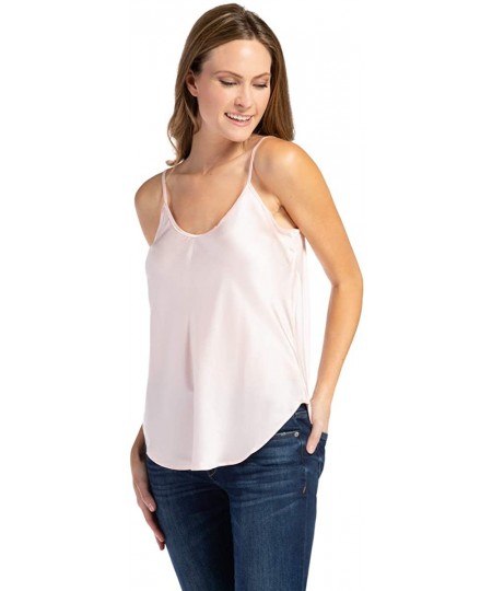 Camisoles & Tanks Women's 100% Pure Mulberry Silk Camisole with Adjustable Straps - Improved FIT - Heavenly Pink - CD11HQ3WBS5