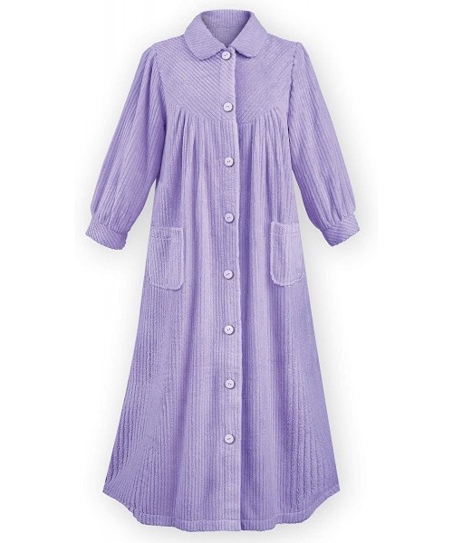 Robes Women's Cozy Button Front Robe Ivory Large - Lavender - CO18ZYM2X3G