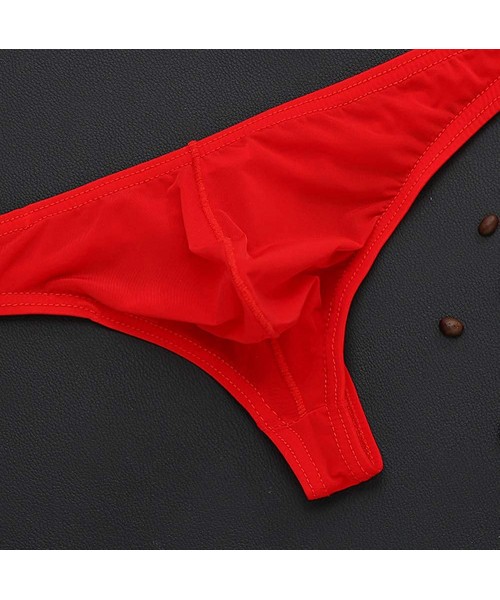G-Strings & Thongs Mens Sexy Briefs-Gentleman Underwear Low Rise T Back Solid ComfortSoft Panties Ice Silk Thong Underpants -...