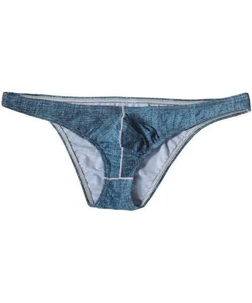 Briefs Mens Bikini Underwear Ice Silk Briefs - Dark Cowboy - CL199XMHK9H