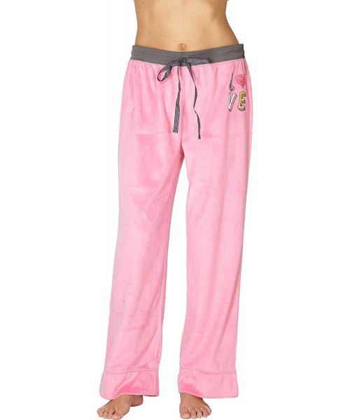 Bottoms Women's Comfy Cozy Plush Sleep Pant - Pink Love - CO18X7YT68C