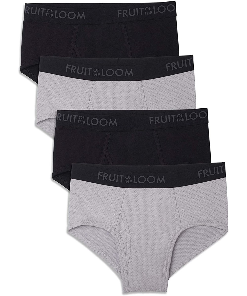 Briefs Men's Breathable Underwear - Assorted Color - Brief - Cotton Mesh - 4 Pack (Black/Gray) - C412H6WGP5F