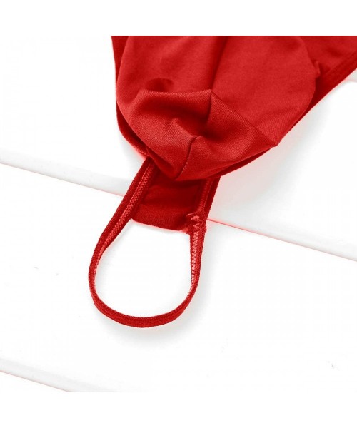 G-Strings & Thongs Men's Sexy Pouch Thong Bikini Briefs O-Ring Enhance Jockstrap T-Back Underwear - Red - C6199AST59E