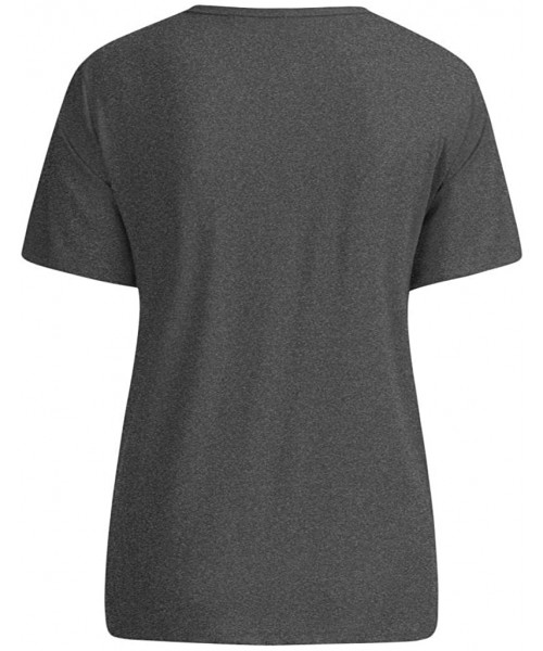 Bras Women's Valentine's Day T-Shirt O-Neck Elvesr Print Casual Loose Short Sleeve Pullover Tops - Dark Gray - CR195HOYQLS