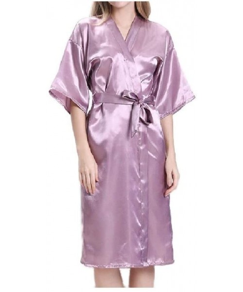 Robes Women's Sleepwear Bath Wrap Towels Lounger Charmeuse Wrap Robe Purple S - Purple - C219DCTCA6Y