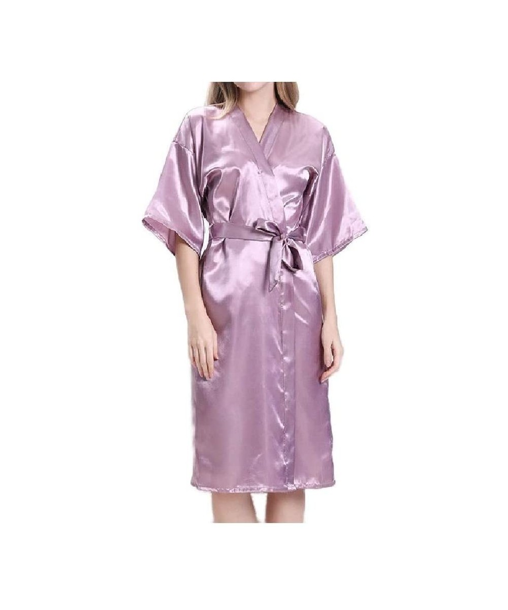 Robes Women's Sleepwear Bath Wrap Towels Lounger Charmeuse Wrap Robe Purple S - Purple - C219DCTCA6Y