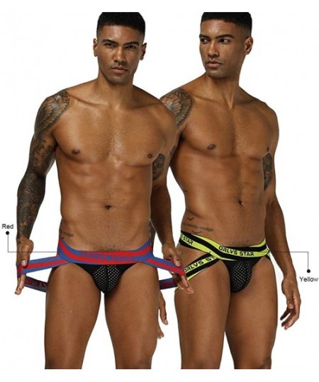 G-Strings & Thongs Men's Jockstrap Athletic Supporters Mesh Pouch Jock Strap 4-Pack Athletic Underwear - Multicoloured - C318...