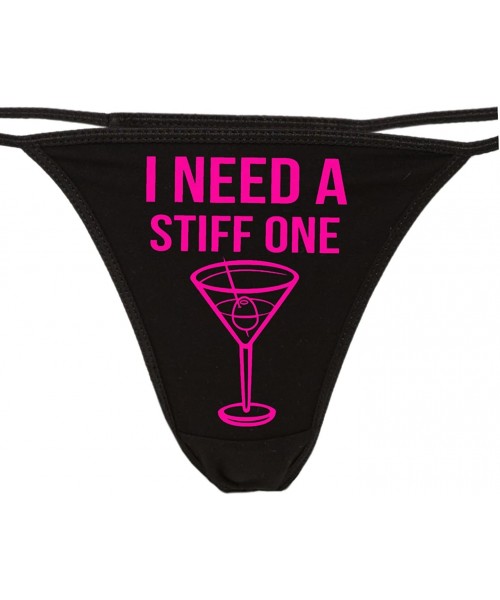 Panties I Need A Stiff One Black Thong - Fun Flirty Underwear - Panty Game Bachelorette Bridal Lingerie Shower - Hot Pink - C...
