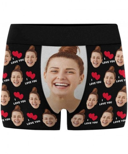 Boxers Custom Face Boxers I Love You White Hearts Girlfriend Face Watermelon Red Personalized Face Briefs Underwear for Men -...