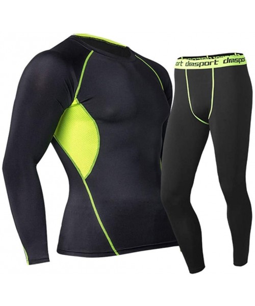 Thermal Underwear Mens Long Thermal Underwear Stretchy Sport Winter Base Layering Set Top and Bottom - CJ192KSWRUS