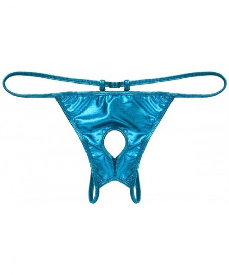 G-Strings & Thongs Mens Wet Look Low Rise Bulge Pouch G-String Thong Jockstrap Micro Panties T-Back Bikini Briefs Underwear -...