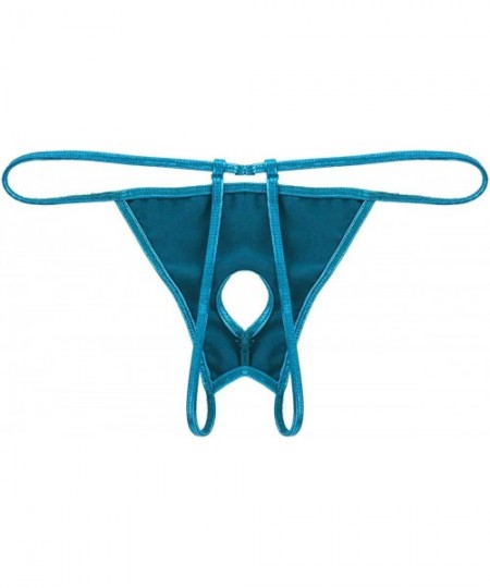 G-Strings & Thongs Mens Wet Look Low Rise Bulge Pouch G-String Thong Jockstrap Micro Panties T-Back Bikini Briefs Underwear -...