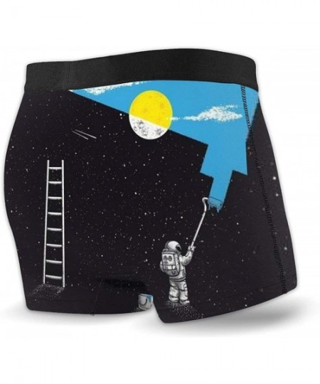 Boxer Briefs Underwear Men's Stretch Vibe Fantasy Wolf Galaxy Where Light and Dark Meet Printed Trunks Boxer Briefs with Ball...