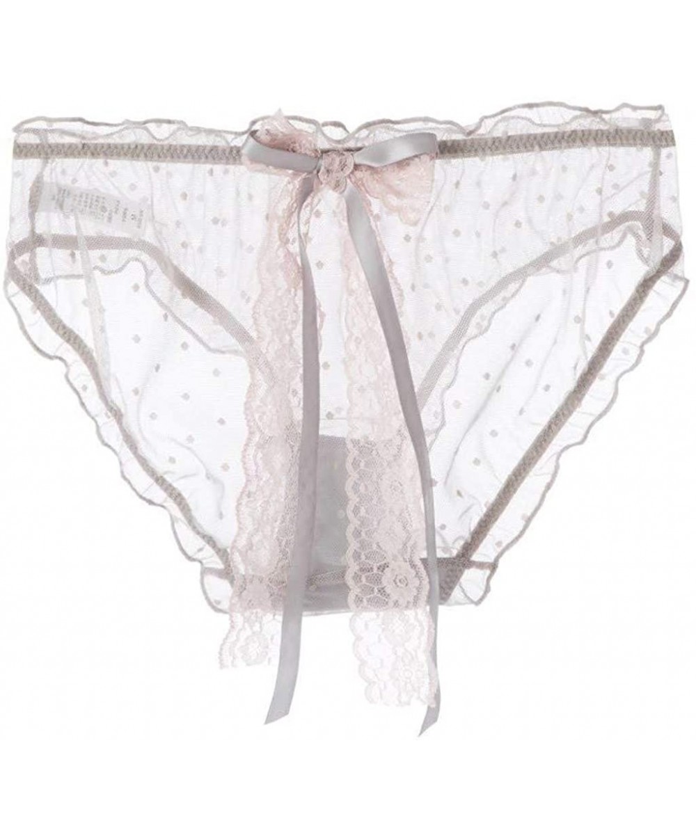 Slips Lace New Sexy Fashion Dot Mesh Underwear Lingerie Big Bow Lingerie Brief - Gray - CN19COZO62E