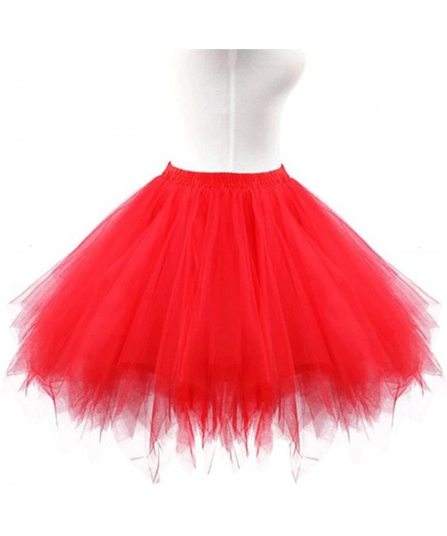 Slips Vintage 1950s Short Tulle Petticoat Ballet Bubble Tutu - Red - CD12H4161SJ