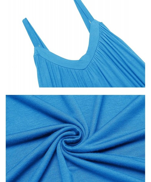 Nightgowns & Sleepshirts Womens Sleeveless Long Nightgown Summer Slip Night Dress Cotton Sleepshirt Chemise - A_sky Blue_6696...