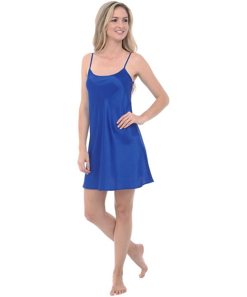 Nightgowns & Sleepshirts Womens Satin Bridesmaid Gift Nightgown- Long Camisole Chemise - Horizon - CP12LJOYSWX