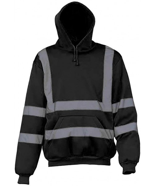 Robes High Visibility Sweatshirt for Mens Breathable Reflectives Safety Work Hooded Pullover Lining Sport Top - Black - C7192...