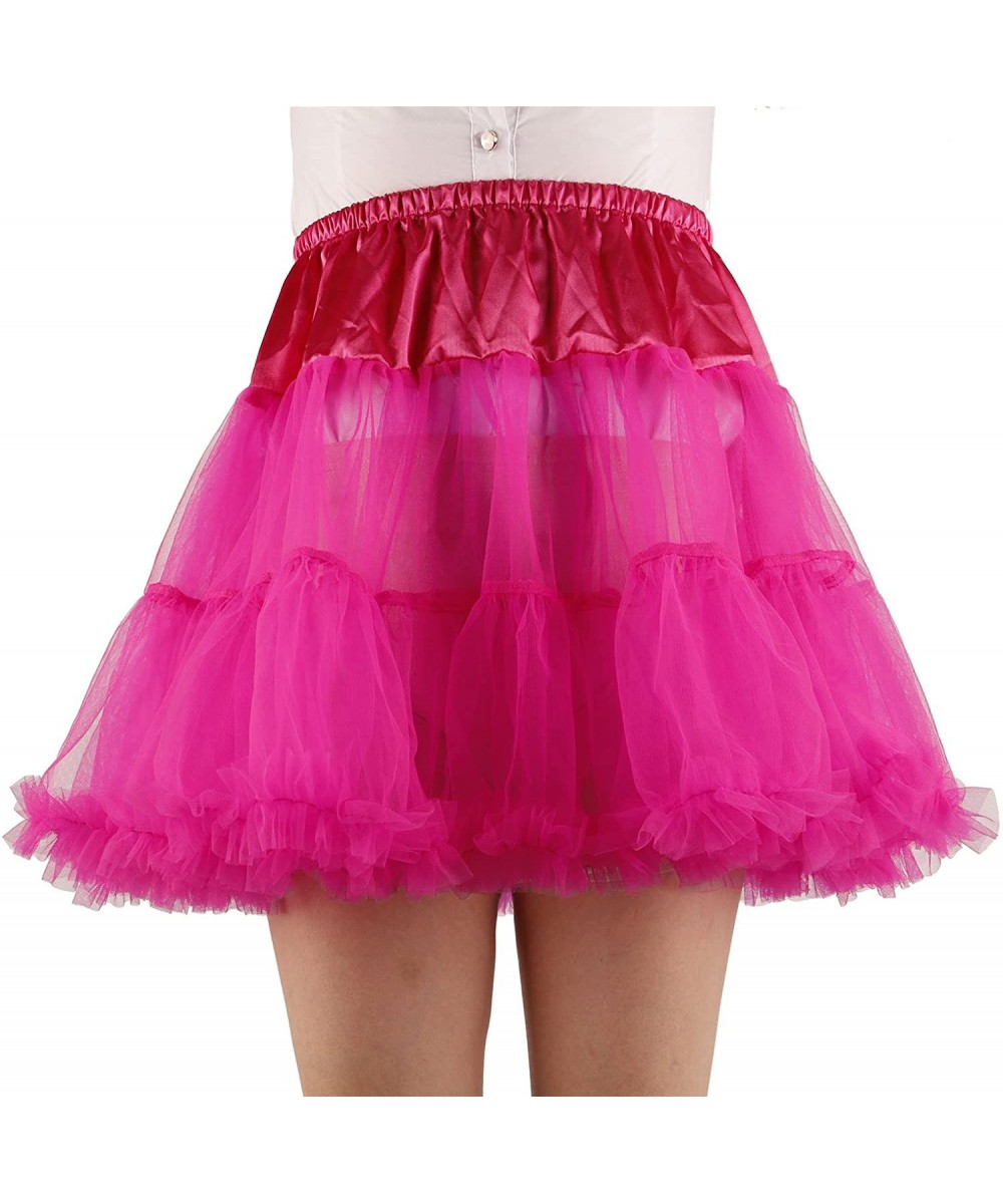 Slips Women's Princess Layered Puff Skirt Mini Tutu Skirt Short Petticoat - Rose Red - C412NZWKZBJ